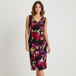 Lauren Ralph Lauren Floral Cowl-Neck Dress – Size 16 – Stretchy & Flattering